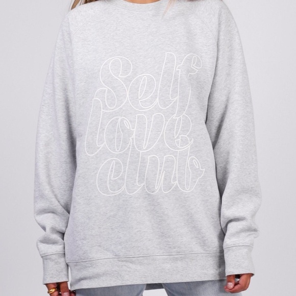Brunette the Label Self Love club Big Sis crew sweatshirt oversized NWT - Picture 1 of 6